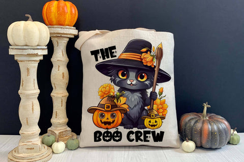 The Boo Crew Halloween Cat Printable PNG Sublimation Designs by Ira 