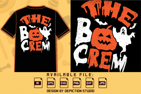 The Boo Crew Halloween T Shirt, Halloween Pumpkin, Ghost, Bats Shirt, Halloween Ghost Shirt, Happy Halloween Shirt Print Template SVG Depiction Studio 