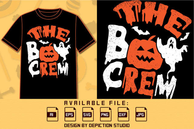 The Boo Crew Halloween T Shirt, Halloween Pumpkin, Ghost, Bats Shirt, Halloween Ghost Shirt, Happy Halloween Shirt Print Template SVG Depiction Studio 