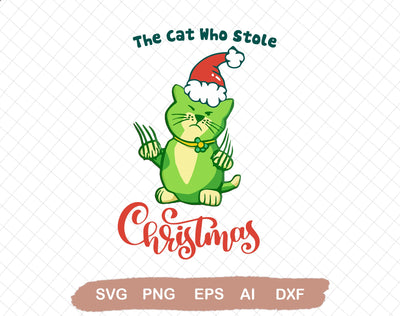 The Cat Who Stole Christmas Shirt, Handmade Clothing, Gift for Her, Christmas Gift, Adult Costume, Teacher Shirt, Christmas Gift, Santa Tee SVG DiamondDesign 