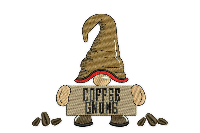 The Coffee Gnome Embroidery Design, Coffee Lover embroidery design Embroidery/Applique DESIGNS NextEmbroidery 
