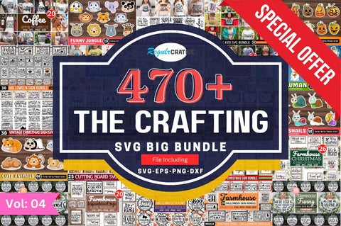 The Crafting SVG Big Bundle, Silhouette Cut Files VOL - 4 SVG Regulrcrative 