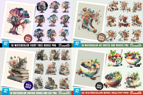 The Creative Watercolor Big PNG Bundle Sublimation Regulrcrative 