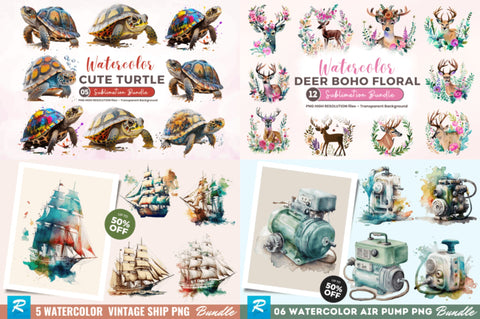 The Creative Watercolor Big PNG Bundle Sublimation Regulrcrative 