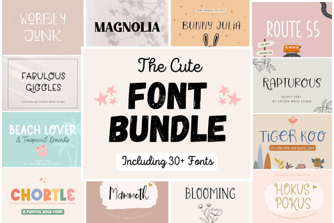 The Cute Font bundle Font Cotton White Studio 