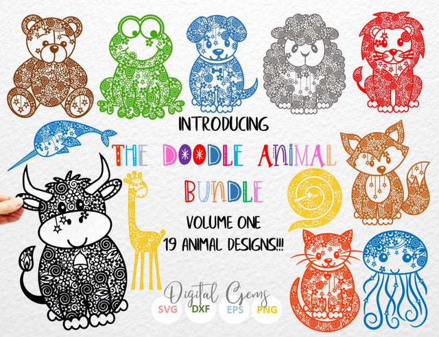The doodle animal bundle SVG / DXF / EPS files SVG Digital Gems 