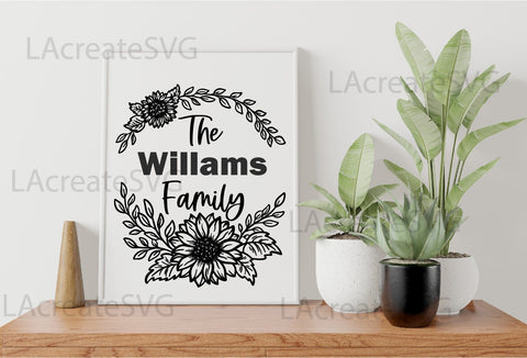 The Family split monogram Floral wreath Bundle SVG PNG Cricut Silhoutte Cut file SVG LAcreateSVG 