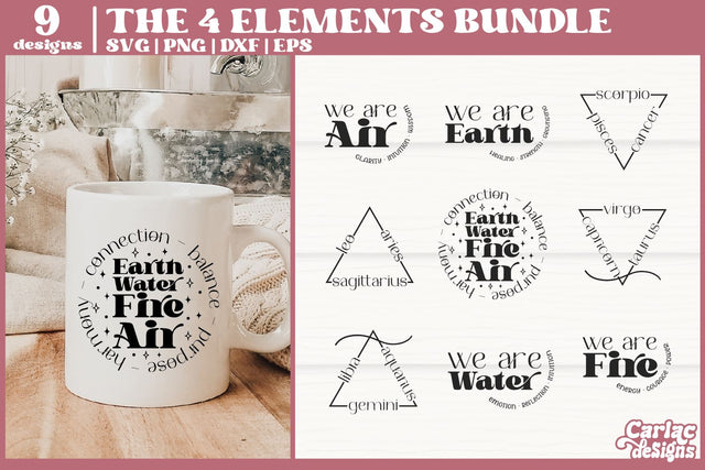 The Four Elements SVG Bundle | Zodiac Signs elements bundle SVG Carla C Designs 