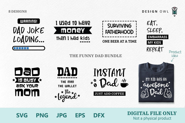 The Funny Dad Bundle SVG Design Owl