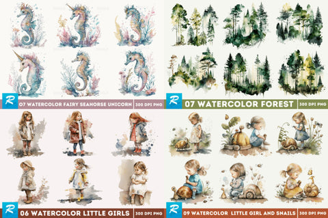 The Grateful Watercolor Big PNG Bundle Sublimation Regulrcrative 