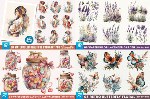 The Grateful Watercolor Big PNG Bundle Sublimation Regulrcrative 
