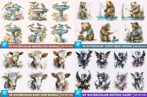 The Grateful Watercolor Big PNG Bundle Sublimation Regulrcrative 