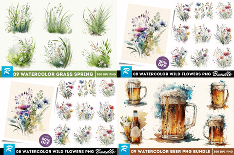 The Grateful Watercolor Big PNG Bundle Sublimation Regulrcrative 