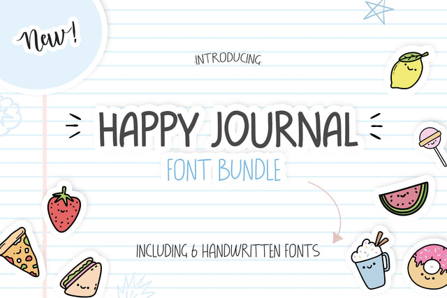 The Happy Journal Font Bundle (Font Bundles, Bundles, Cheap Fonts, Fonts) Font Jupiter Studio Fonts 