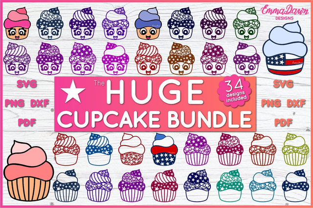 The Huge Cupcake SVG Bundle SVG Emma Dawn Designs 