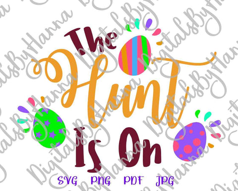 The Hunt is On Happy Easter Print & Cut SVG Digitals by Hanna 