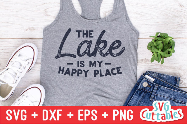 The Lake Is My Happy Place svg - Lake Cut File - svg - dxf - eps - png - Lake Sublimation File - Silhouette - Cricut - Digital File SVG Svg Cuttables 