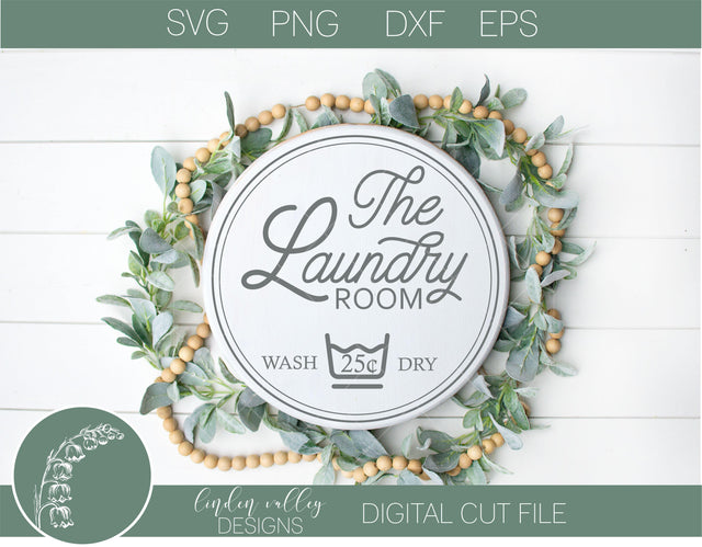 The Laundry Room Round SVG|Round Wood Sign SVG Linden Valley Designs 