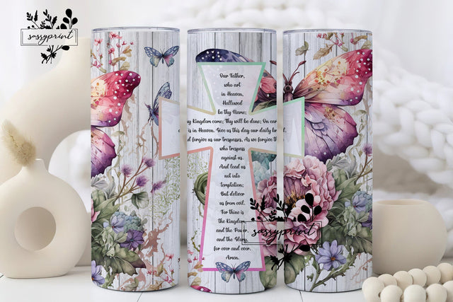 The Lord's Prayer 20oz Skinny Tumbler Sublimation, Bible Verse Straight Tapered Designs PNG, Full Wrap Tumbler Instant Download Sublimation sassyprint 