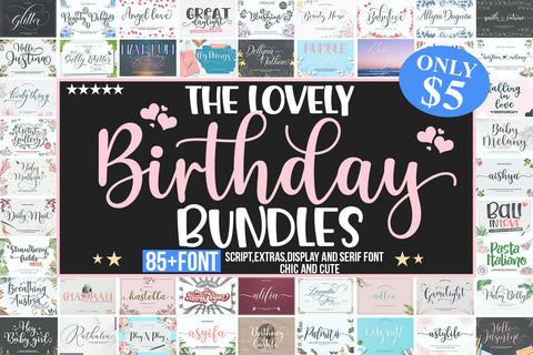 The Lovely Birthday Bundles Font Studio Natural Ink 