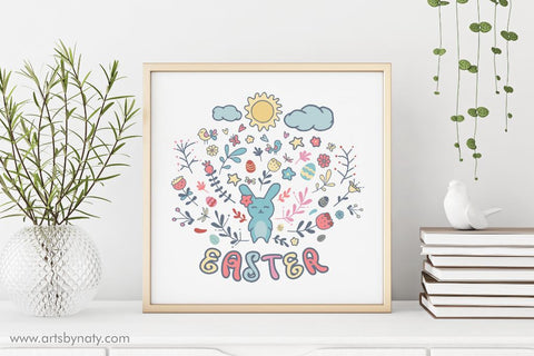 The lovely easter bunny and flowers SVG. SVG Arts By Naty 