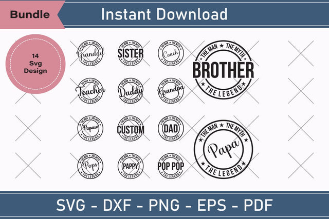 The Man The Myth The Legend Svg Bundle, Fathers Day Svg, Daddy Svg, Father Day Svg, Grandpa Svg, Papa Svg – Printable, Cricut & Silhouette SVG Debashish Barman 