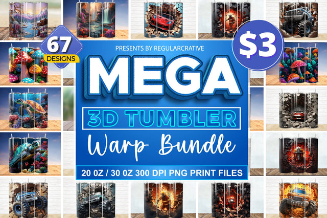 The Mega 3D Tumbler PNG Bundle Sublimation Regulrcrative 