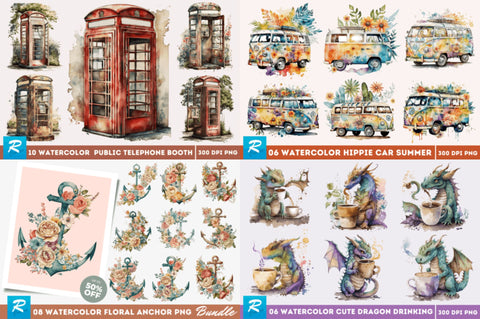 The Mega Dreams Watercolor Big PNG Bundle Sublimation Regulrcrative 