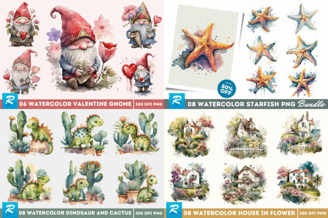 The Mega Dreams Watercolor Big PNG Bundle Sublimation Regulrcrative 