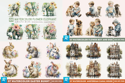 The Mega Dreams Watercolor Big PNG Bundle Sublimation Regulrcrative 