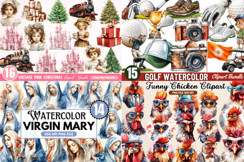 The Mega Watercolor PNG Mega Bundle Sublimation Regulrcrative 