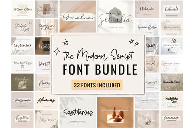 The Modern Script Bundle Font Cotton White Studio 