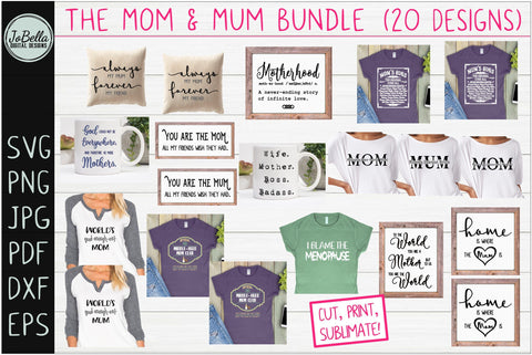 The Mom and Mum Mother's Day Bundle SVG JoBella Digital Designs 