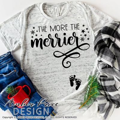 The more the merrier SVG | Christmas Pregnancy Reveal SVG PNG DXF | Winter Maternity SVG for Christmas SVG Amber Price Design 