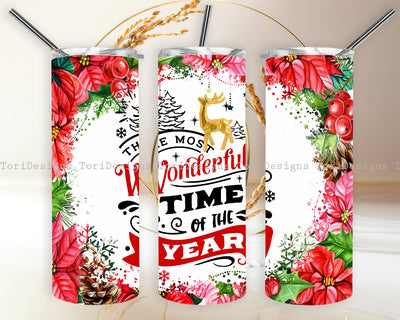 The Most Wonderful Time of the Year 20oz Skinny Tumbler Sublimation Designs Sublimation ToriDesigns 