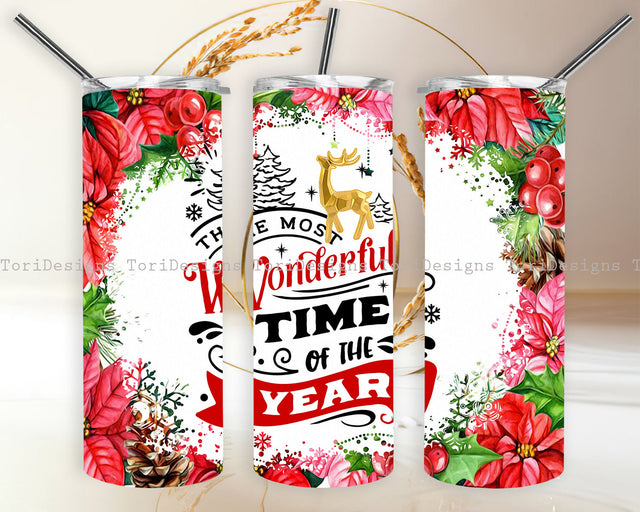 The Most Wonderful Time of the Year 20oz Skinny Tumbler Sublimation Designs Sublimation ToriDesigns 