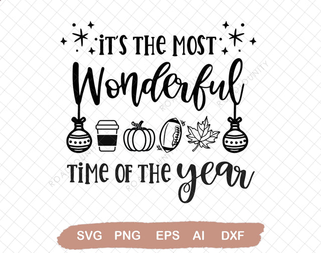 The Most Wonderful Time of The Year Svg file, Svg Files For Cricut, 24oz Venti Cold Cup Design, EPS file, svg file, JPG file Download SVG DiamondDesign 