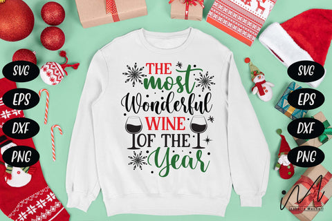 The most wonderful wine of the year svg, Christmas wine svg, Wine svg, Christmas gift svg SVG Isabella Machell 