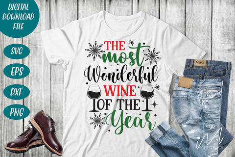 The most wonderful wine of the year svg, Christmas wine svg, Wine svg, Christmas gift svg SVG Isabella Machell 