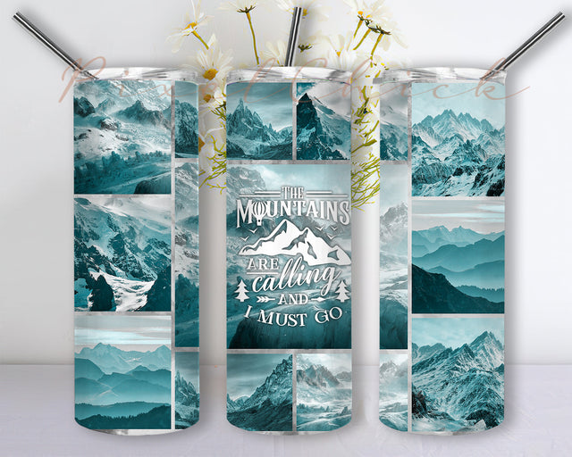 The Mountains are calling and I must digital sublimation Wrap PNG, Adventure Camping Tumbler Wrap Png, Digital Download - PNG only - Adventure Camping PNG Sublimation PixelChick 