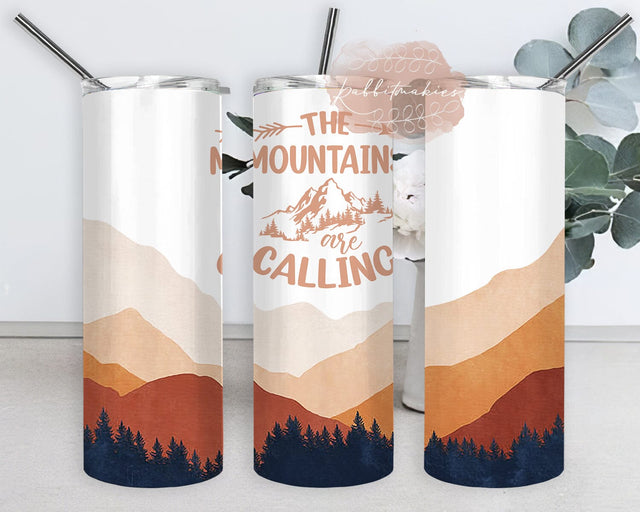 The Mountains Are Calling Tumbler Png, Mountain 20oz Skinny Tumbler, Camping Sublimation Design, Adventures Tumbler Design, Digital Download Sublimation Rabbitmakies 