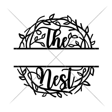 The Nest for Family Name - split Design SVG Chameleon Cuttables 