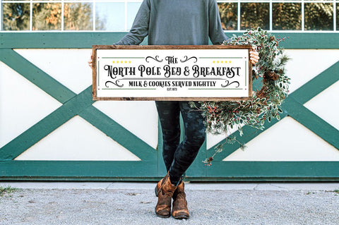 The North Pole Bed & Breakfast Farmhouse Christmas Sign SVG Pickled Thistle Creative 