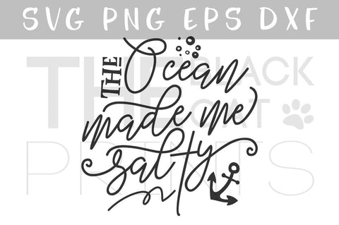 The ocean made me salty | Funny Summer cut file | Anchor SVG TheBlackCatPrints 