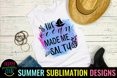 The Ocean Made Me Salty Sublimation Design- Beach Sublimation Sublimation Happy Printables Club 