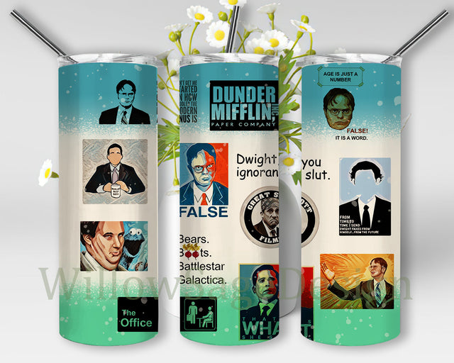 The Office Dunder Mifflin Tumbler Template, The Office 20oz Full Tumbler Wrap, The Office Quotes Design Png, Michael Scott, Dwight Schrute, The Office Sublimation Deign, Instant Download Sublimation WillowSageDesign 