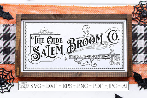 The Olde Salem Broom Co | Cutting File | Halloween | Finest Quality Enchanted Handcrafted | Since 1692 SVG Diva Watts Designs 