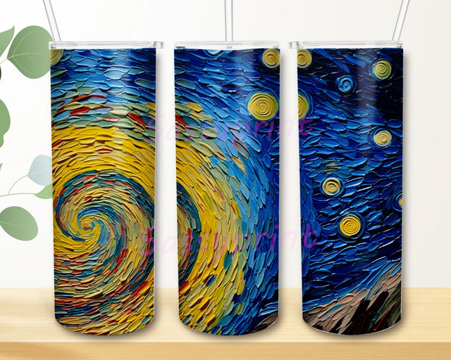 The Painting Of A Star And Crescent 20oz Skinny Tumbler Png, Van Gogh Starry Night Tumbler Png, Modern Revisited Painting Starry Night Tumbler Sublimation sassyprint 