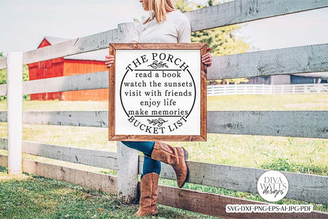 The Porch Bucket List SVG | Round Design SVG Diva Watts Designs 