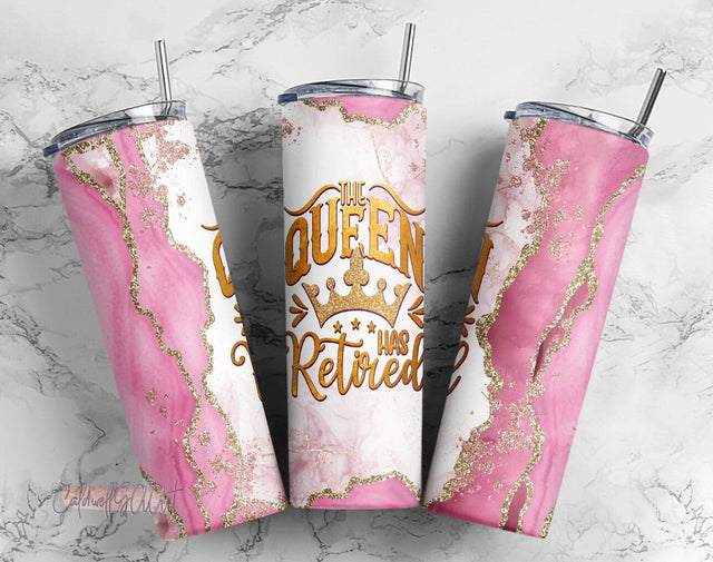 The Queen Has Retired Sublimation PNG, Digital Download, 20 Oz Skinny Tumbler PNG Sublimation Template Sublimation CaldwellArt 
